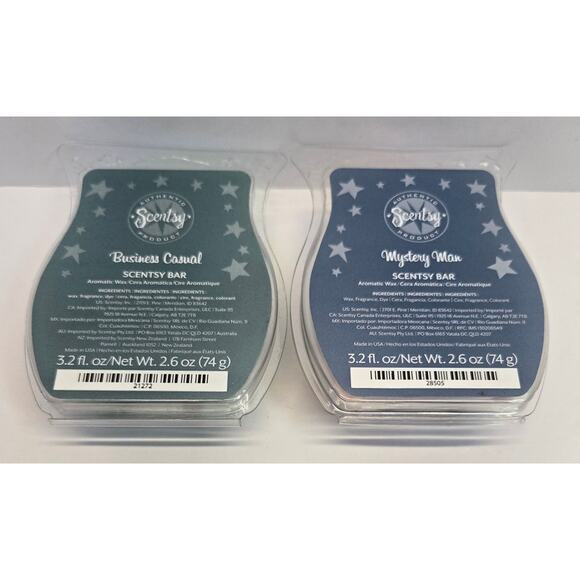 2 pc Masculine Scentsy Mystery Man & Business Casual Wax Melt Bars 3.2 fl oz - Picture 1 of 3